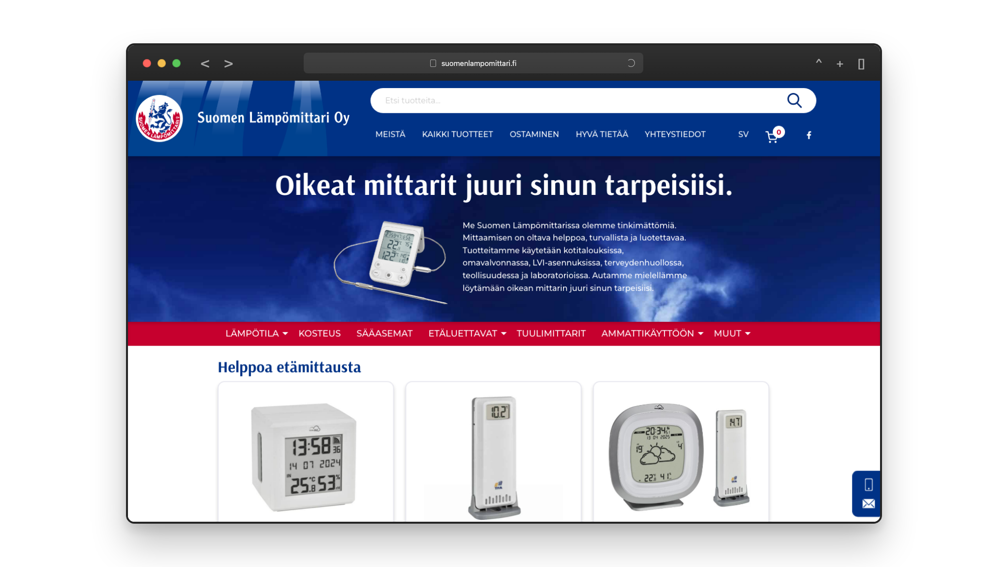 Suomen Lämpömittari-referenssi selaimenäkymässä
