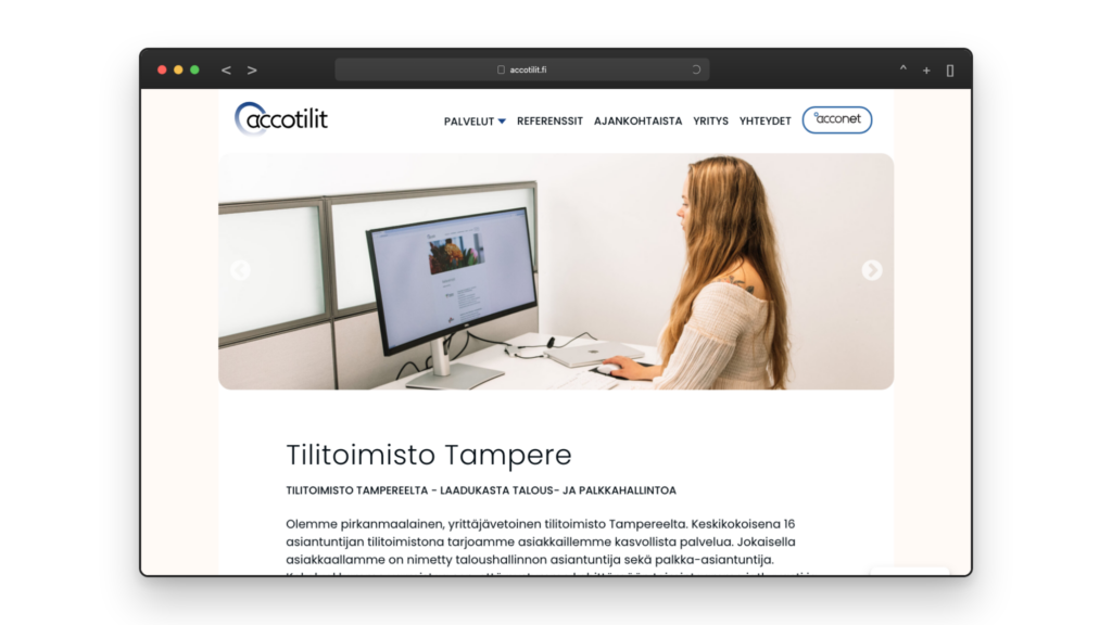 Accotilit-referenssi selaimenäkymässä