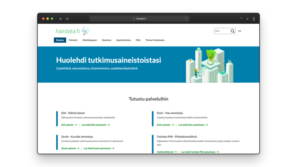 Fairdata-referenssi selaimenäkymässä