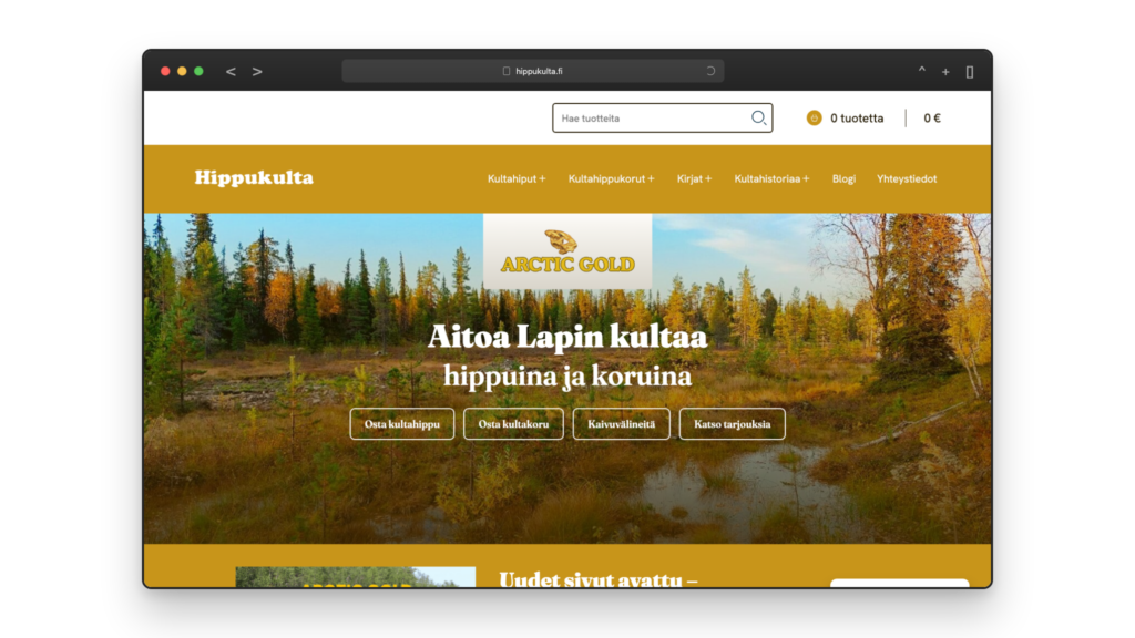 Hippukulta-referenssi selaimenäkymässä