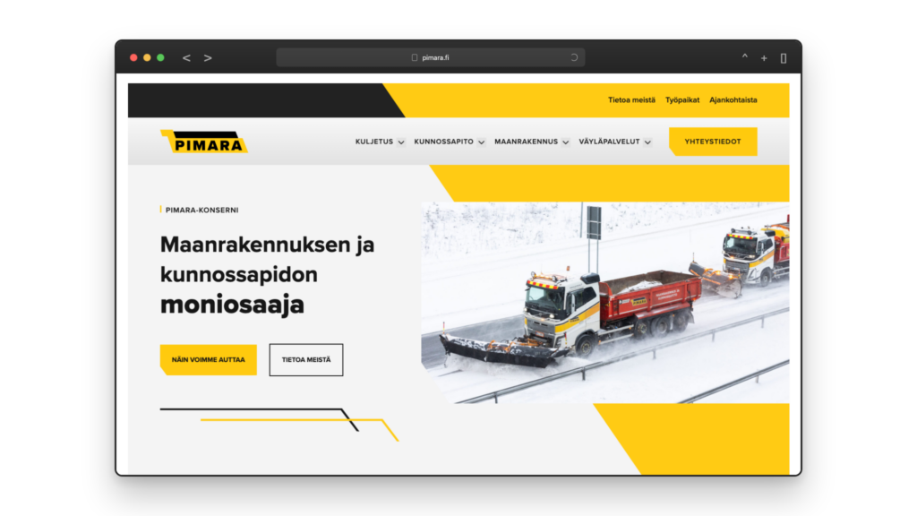Pimara-konserni-referenssi selaimenäkymässä
