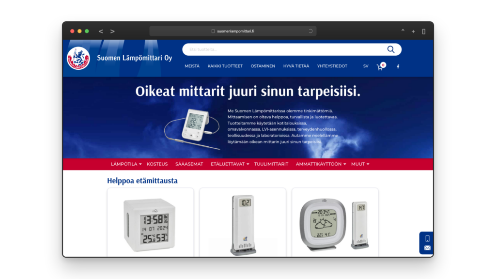 Suomen Lämpömittari-referenssi selaimenäkymässä