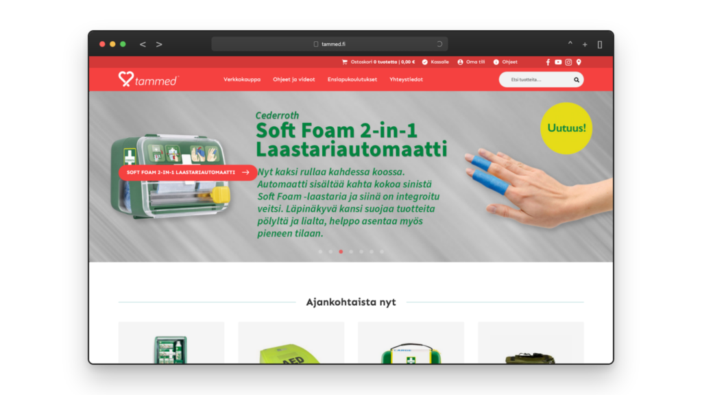 Tammed Oy-referenssi selaimenäkymässä