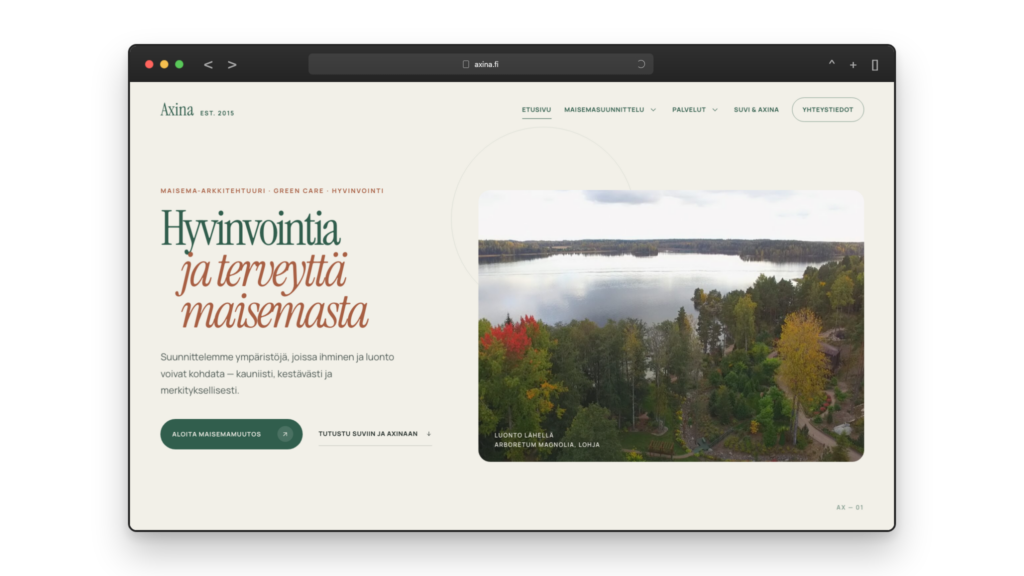 Axina-referenssi selaimenäkymässä