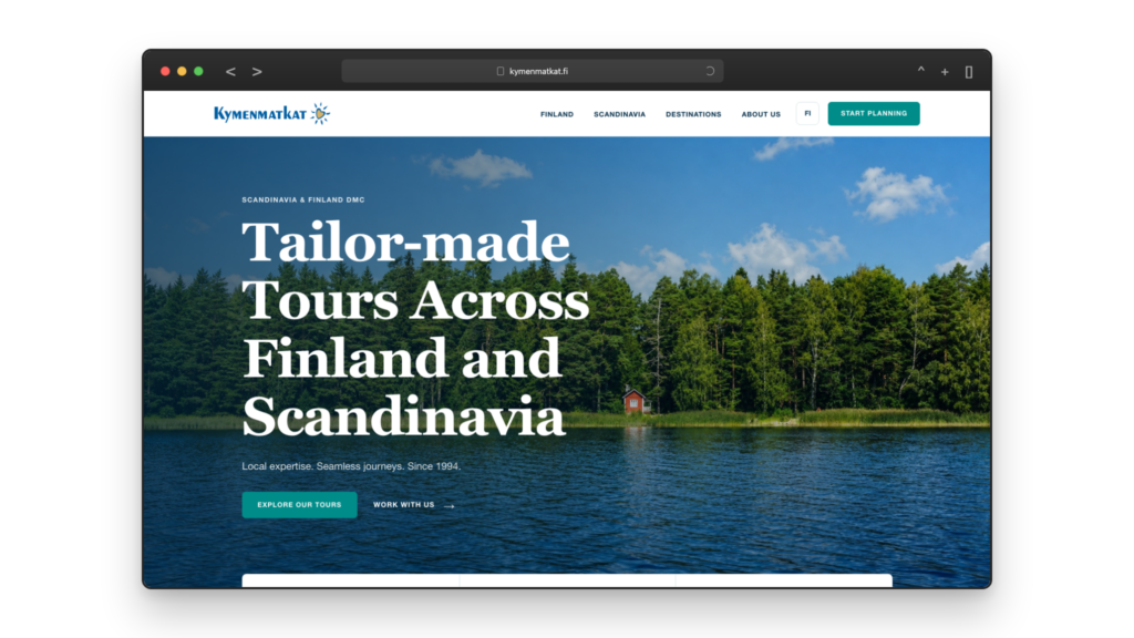Travel Agency Kymenmatkat-referenssi selaimenäkymässä
